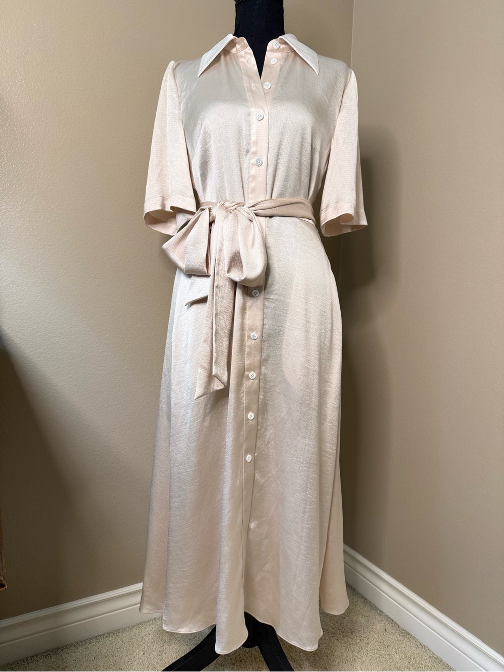 Kate Spade crème  Button-Front Shirt Dress with Self-Tie Belt